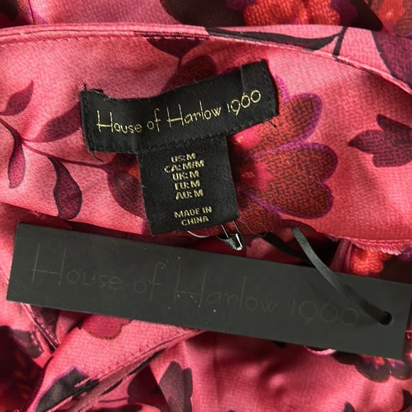 NWT House of Harlow 1960 Pink Floral Satin Midriff Cutout Slip Midi Dress - M - Picture 10 of 12